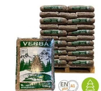 Verba Holzpellets – 70 × 15 kg Palette (1.050 kg) – 100 % Nadelholz, ENplus A1