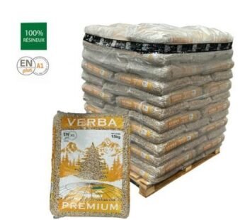 Verba Premium Holzpellets – 70 × 15 kg Palette (1.050 kg) – 100 % Nadelholz, ENplus A1